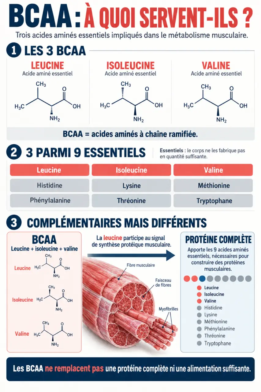 À quoi servent les BCAA : rôle de la leucine, de l’isoleucine et de la valine face aux protéines complètes