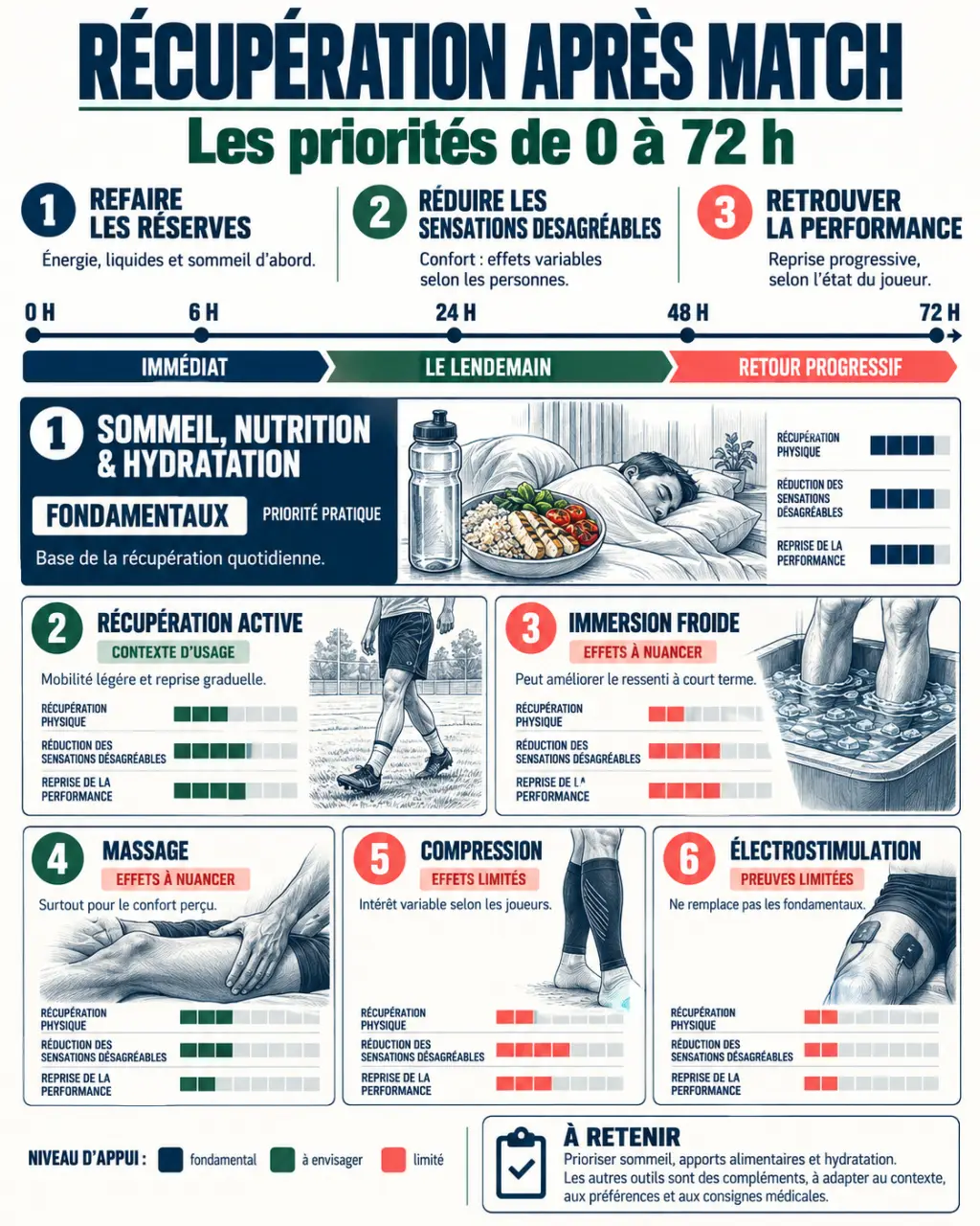 Comparatif des meilleures méthodes de récupération physique pour les footballeurs après un match