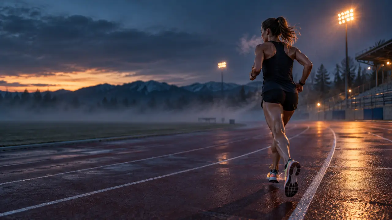 Coureur sur une piste d'athlétisme pendant une séance de VMA