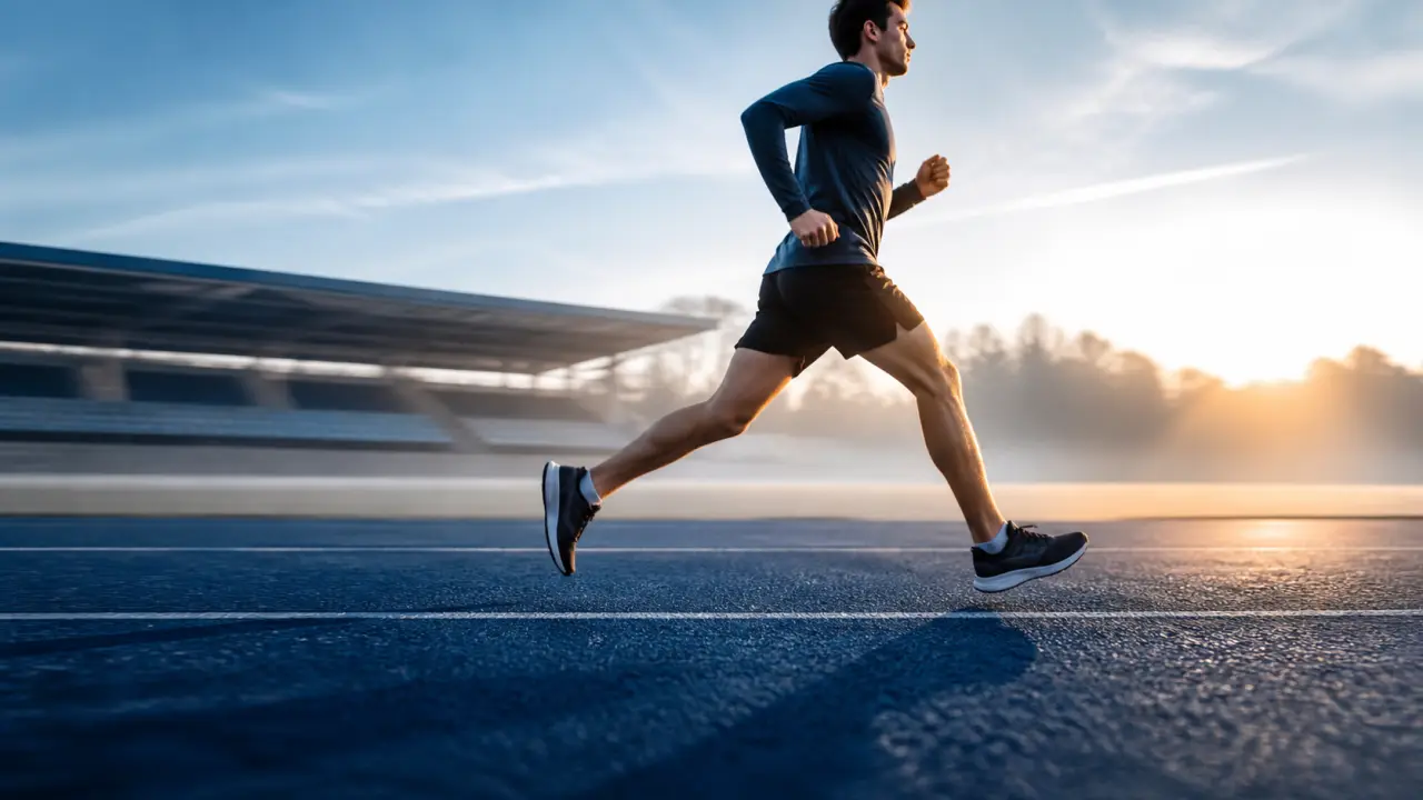 Sprinteur dans les starting-blocks, en noir et blanc, fort contraste