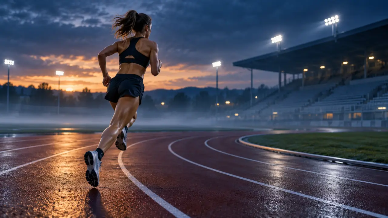 Coureur sur une piste d'athlétisme pendant une séance de VMA