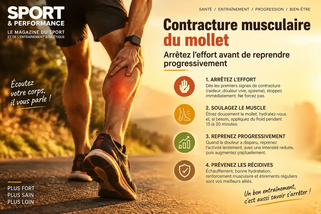 Contracture musculaire du mollet : arrêtez l’effort avant de reprendre progressivement